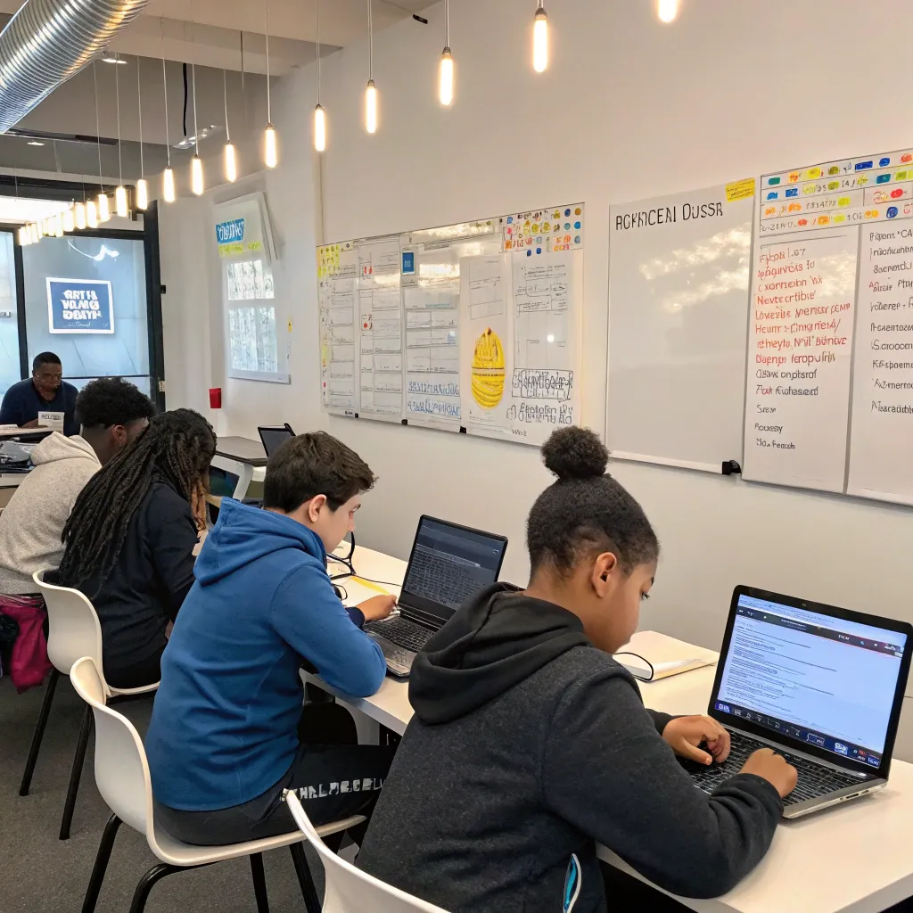 Students learning to code